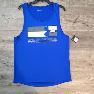 Men's Under Armor workout T-shirt, size medium loose, blue, NWT